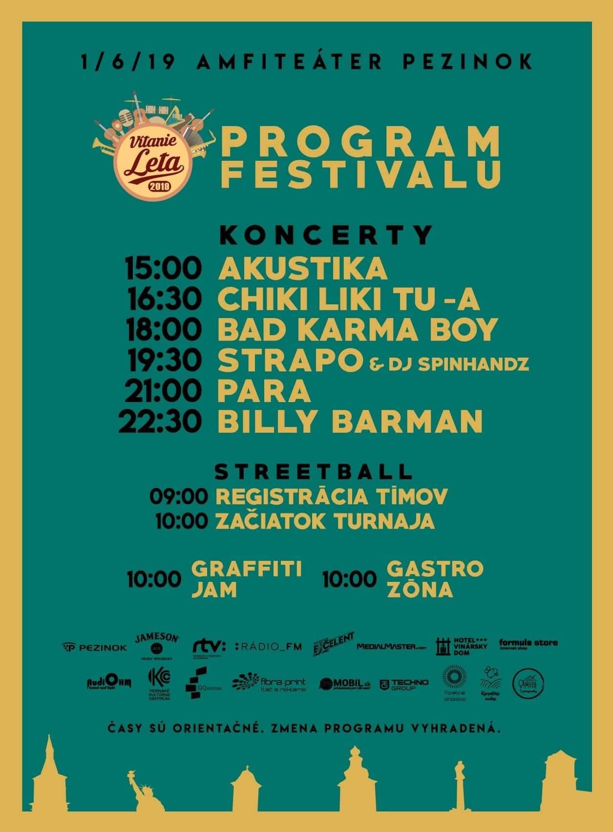 Vítanie leta 2019 program festivalu Vítanie leta 2019